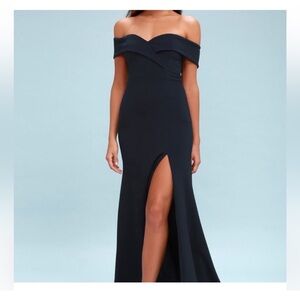 Lulu's Strapless Navy Gown